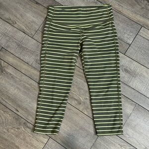 Athleta Stripes Chaturanga Capri Leggings - Jasper Green / Luminous Green Small